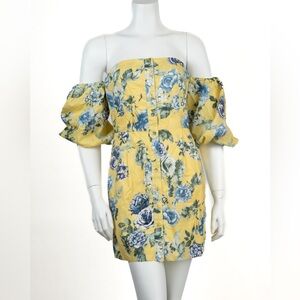 JOA Floral Off-Shoulder Yellow Dress